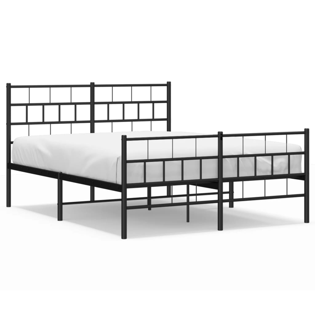 Metalni okvir kreveta uzglavlje i podnožje crni 120x200 cm