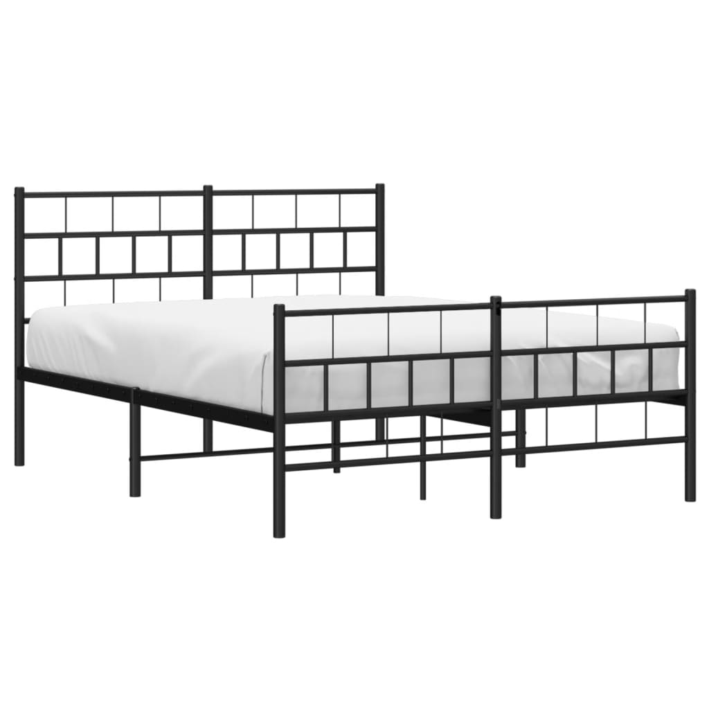 Metalni okvir kreveta uzglavlje i podnožje crni 120x200 cm