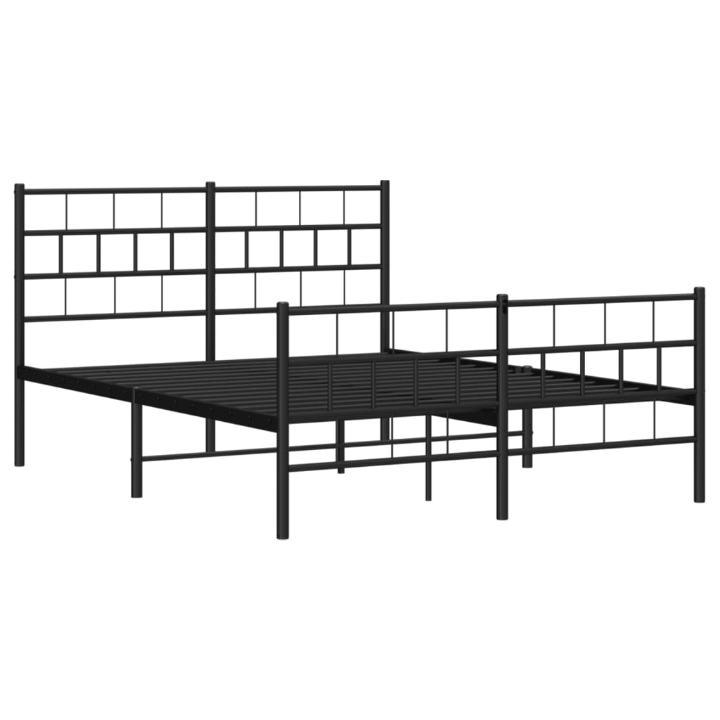 Metalni okvir kreveta uzglavlje i podnožje crni 120x200 cm