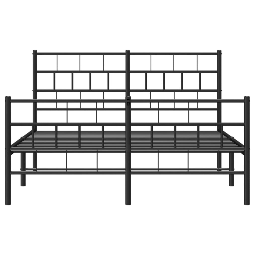 Metalni okvir kreveta uzglavlje i podnožje crni 120x200 cm