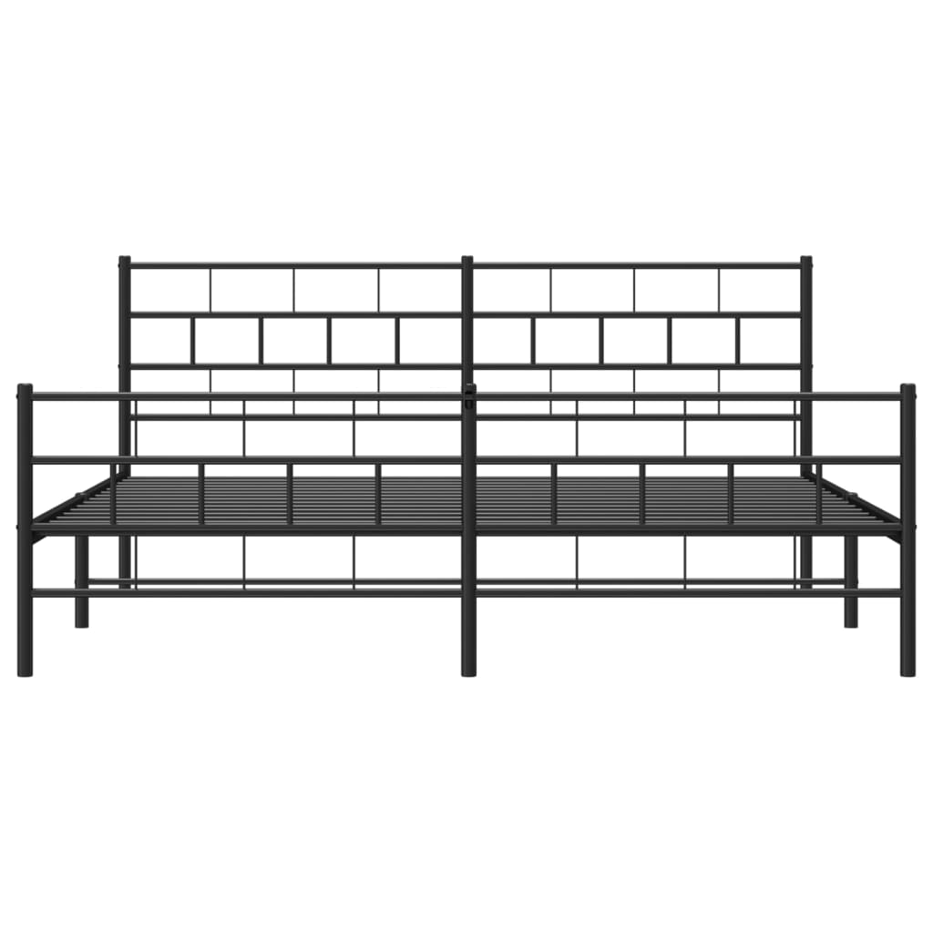 Metalni okvir kreveta uzglavlje i podnožje crni 200x200 cm