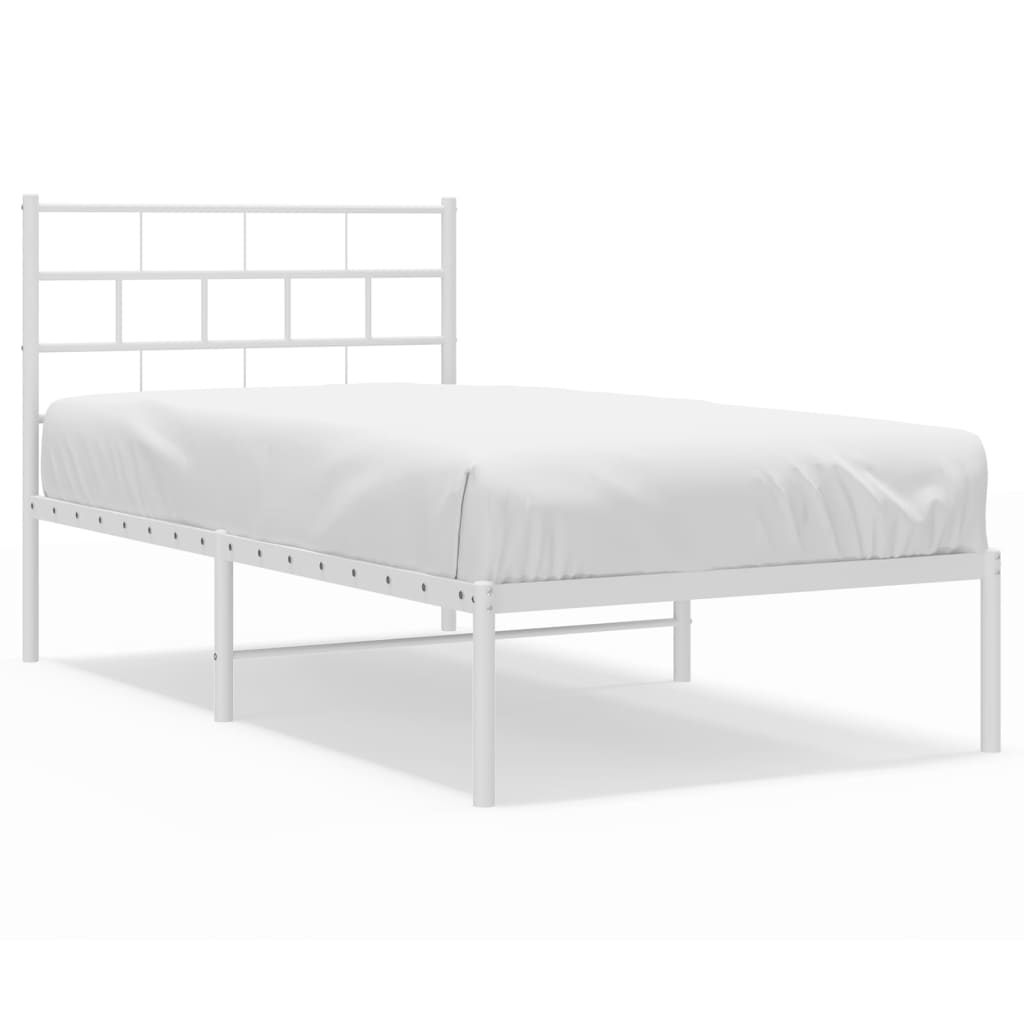 Metalni okvir krevet bez madraca s uzglavljem bijeli 75x190 cm