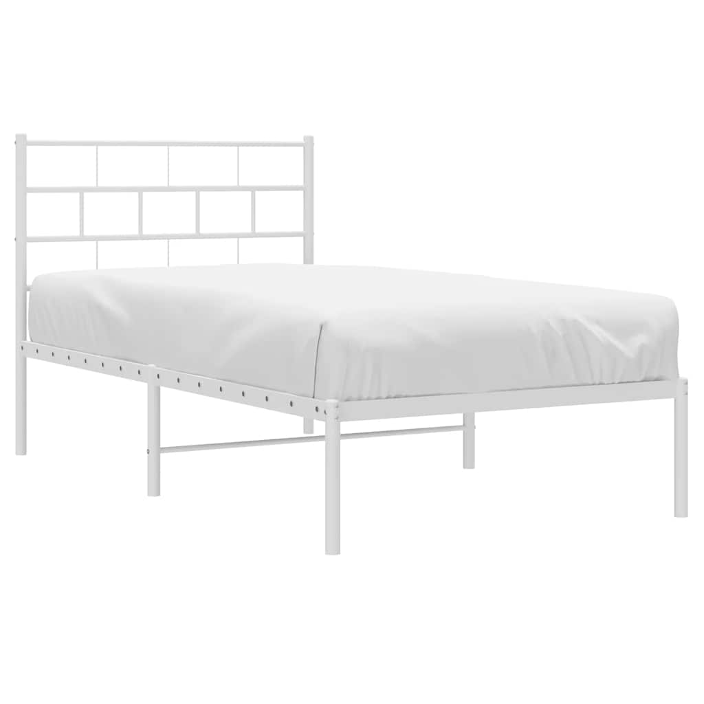 Metalni okvir za krevet s uzglavljem bijeli 107x203 cm