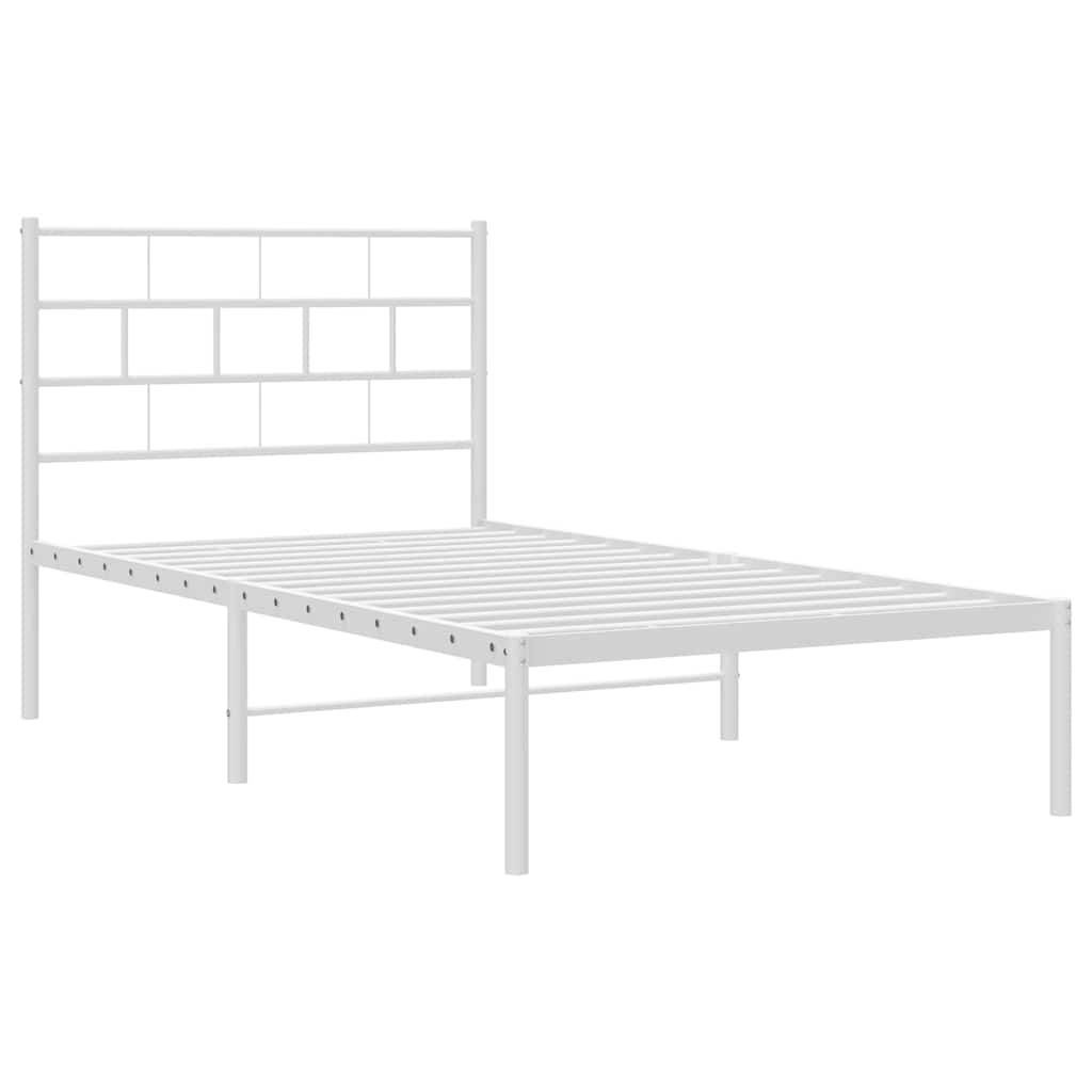 Metalni okvir za krevet s uzglavljem bijeli 107x203 cm