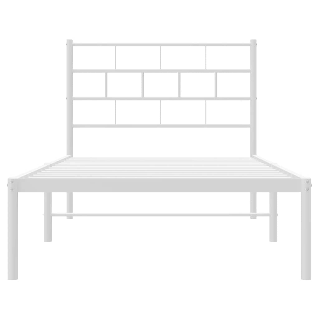 Metalni okvir za krevet s uzglavljem bijeli 107x203 cm