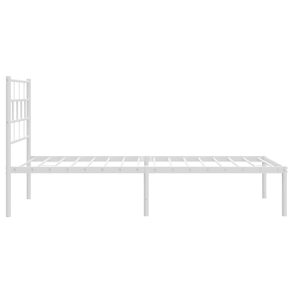 Metalni okvir za krevet s uzglavljem bijeli 107x203 cm