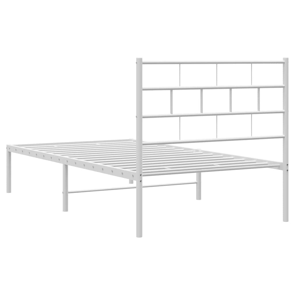 Metalni okvir za krevet s uzglavljem bijeli 107x203 cm