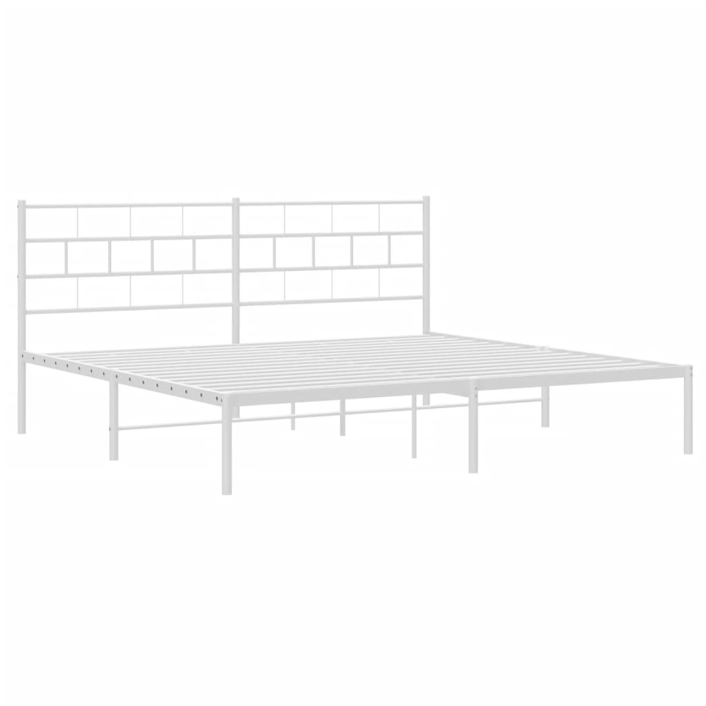 Metalni okvir za krevet s uzglavljem bijeli 180x200 cm