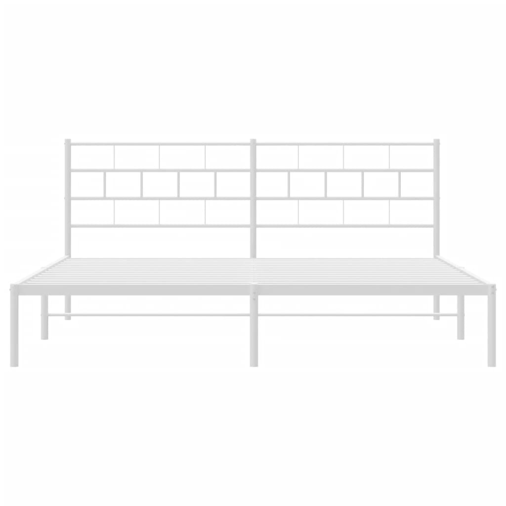 Metalni okvir za krevet s uzglavljem bijeli 180x200 cm