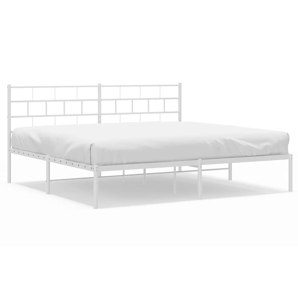 Metalni okvir za krevet s uzglavljem bijeli 183x213 cm