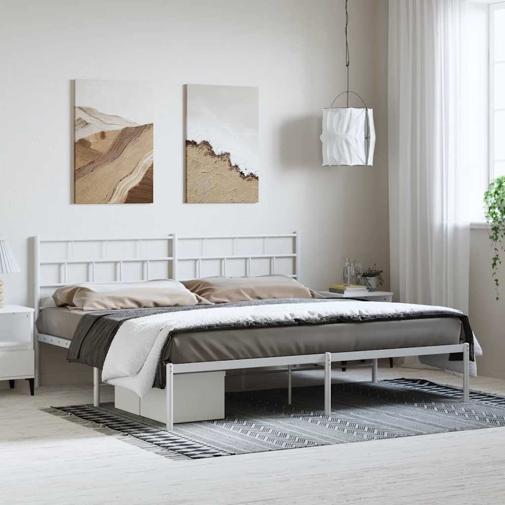 Metalni okvir za krevet s uzglavljem bijeli 183x213 cm