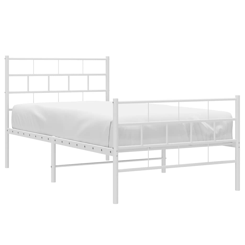 Metalni okvir kreveta uzglavlje i podnožje bijeli 100x200 cm