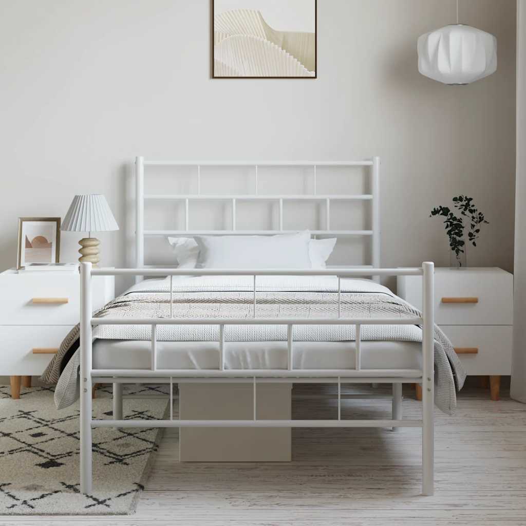 Metalni okvir kreveta uzglavlje i podnožje bijeli 100x200 cm