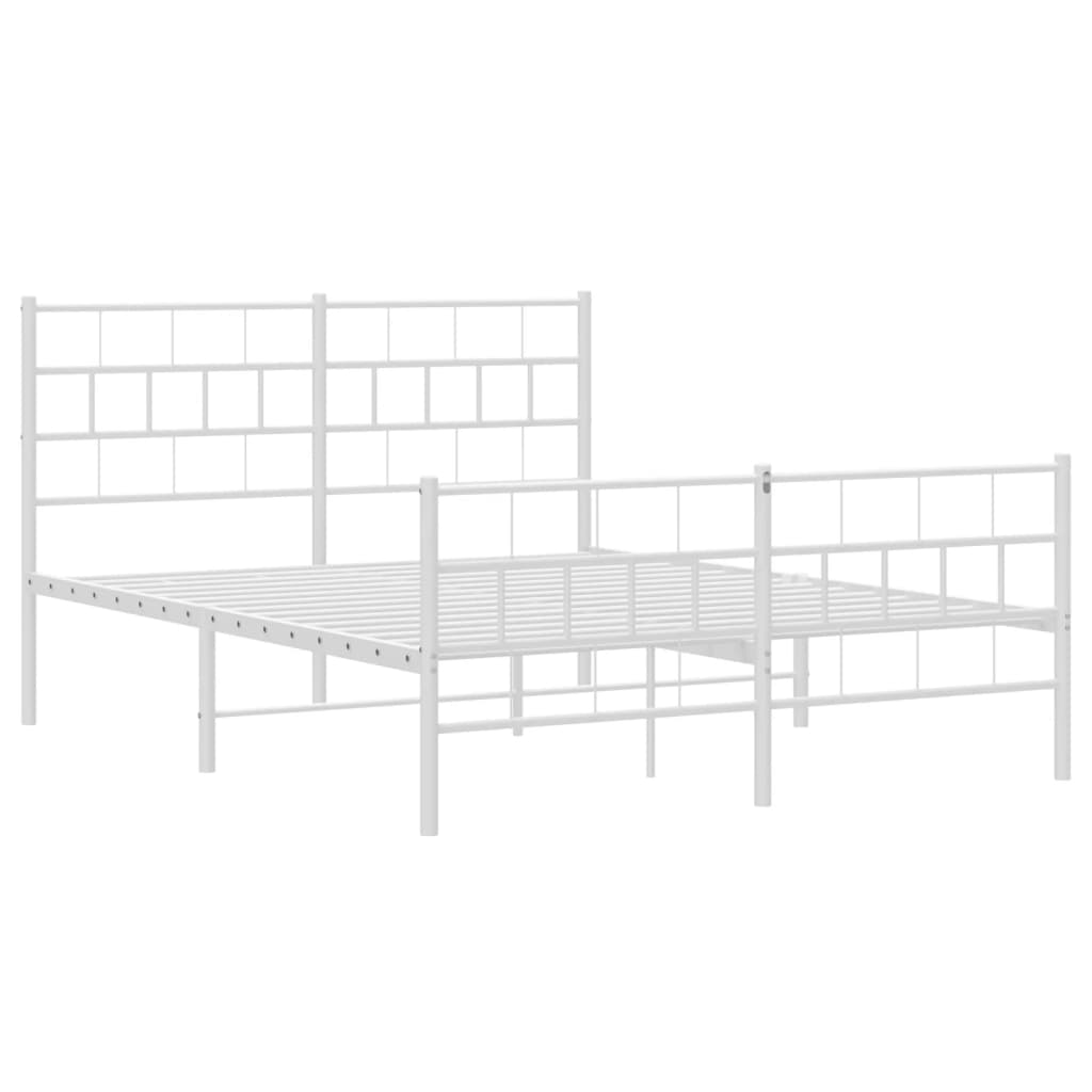 Metalni okvir kreveta uzglavlje i podnožje bijeli 140x200 cm