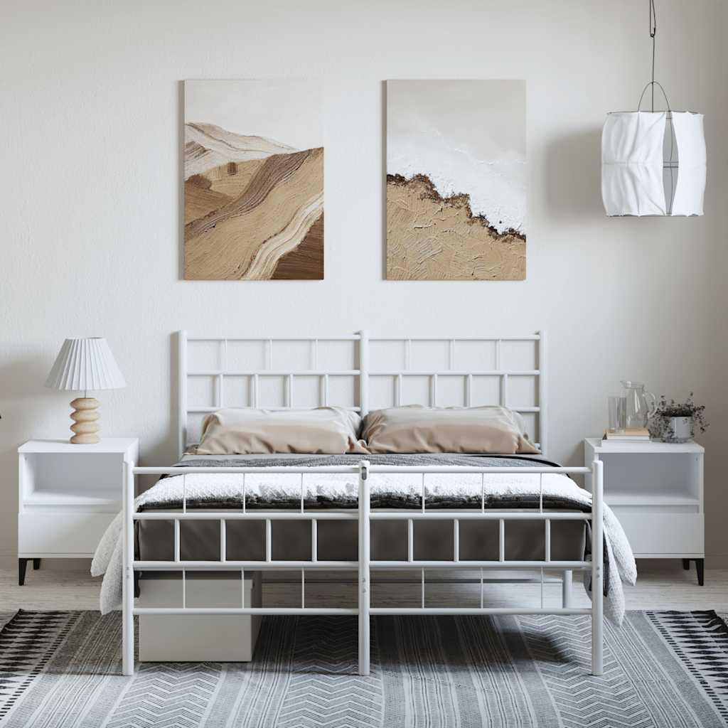 Metalni okvir kreveta uzglavlje i podnožje bijeli 150 x 200 cm