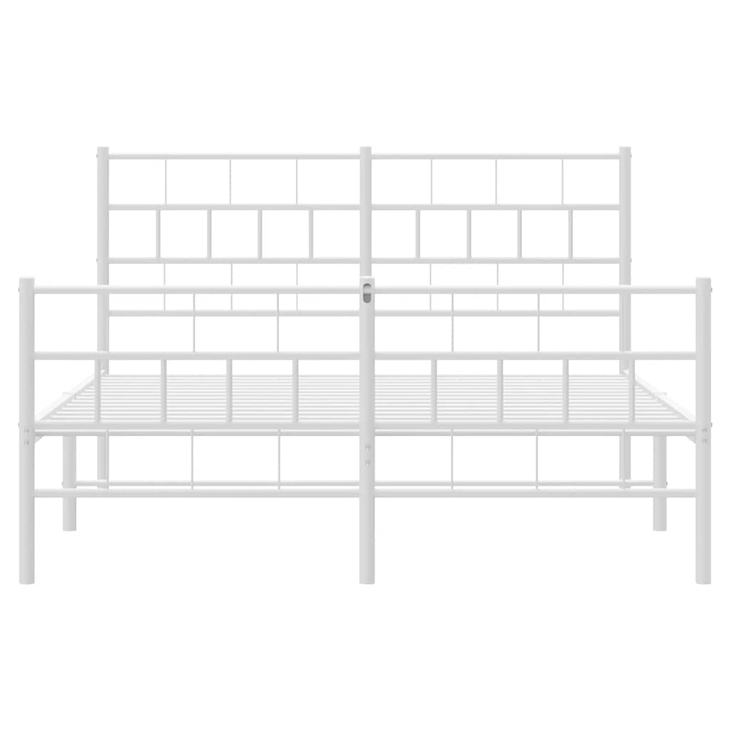 Metalni okvir kreveta uzglavlje i podnožje bijeli 150 x 200 cm