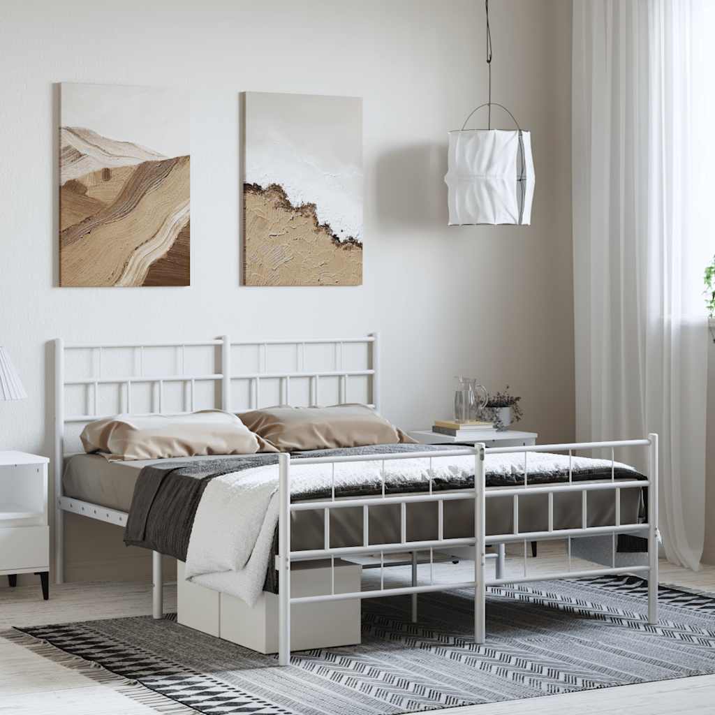 Metalni okvir kreveta uzglavlje i podnožje bijeli 150 x 200 cm