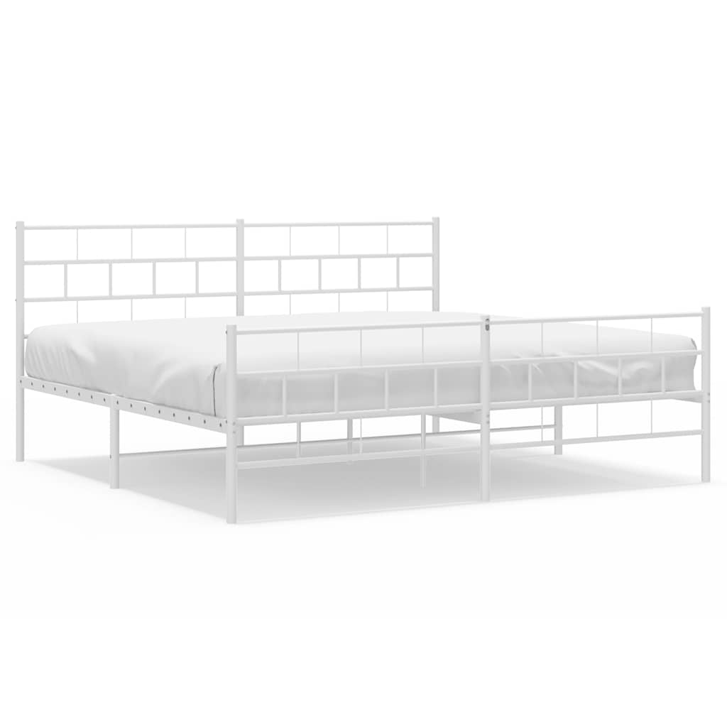 Metalni okvir kreveta uzglavlje i podnožje bijeli 183x213 cm