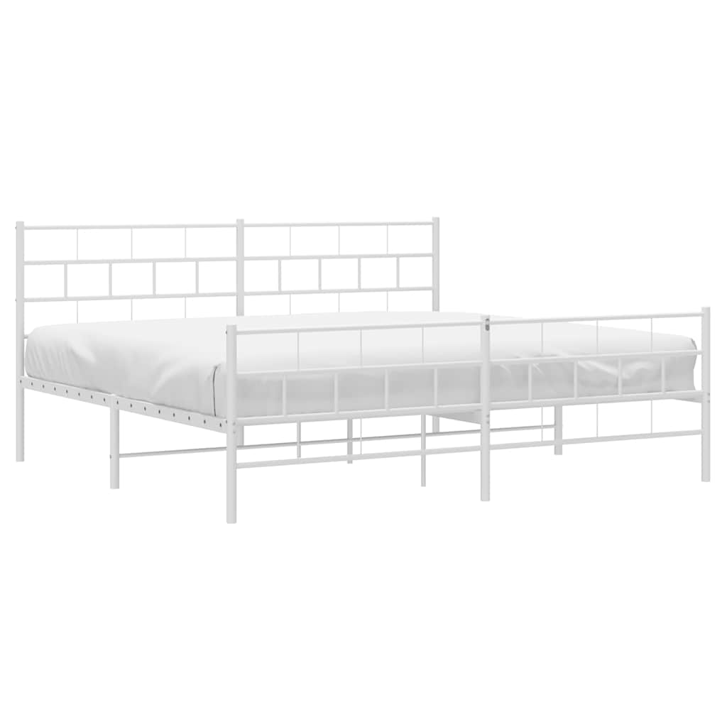 Metalni okvir kreveta uzglavlje i podnožje bijeli 183x213 cm