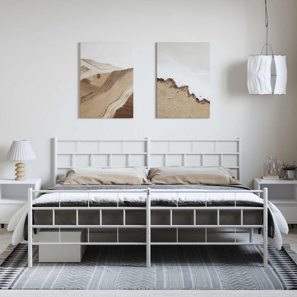 Metalni okvir kreveta uzglavlje i podnožje bijeli 183x213 cm