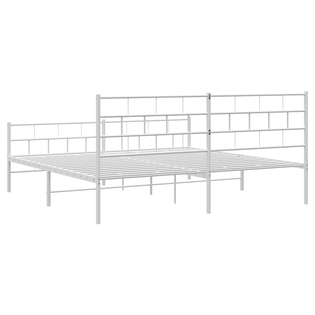 Metalni okvir kreveta uzglavlje i podnožje bijeli 183x213 cm