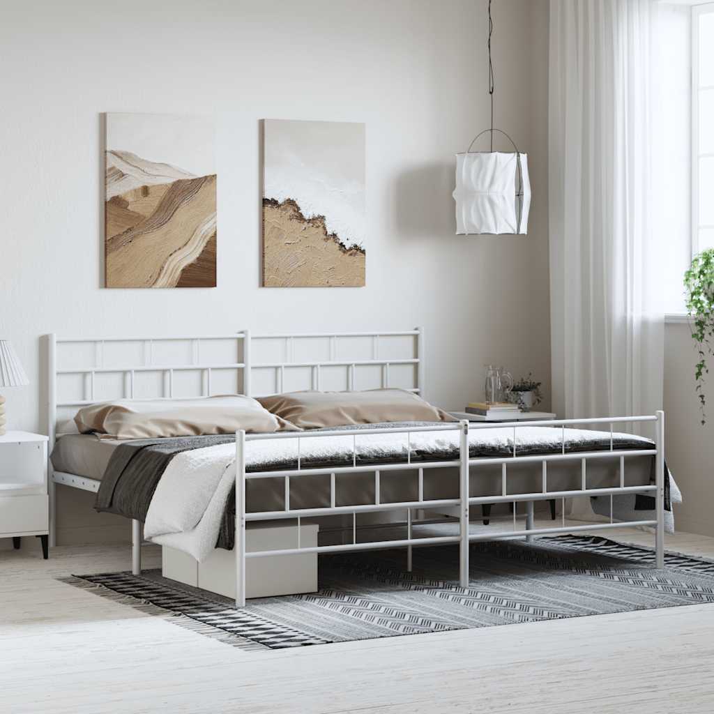 Metalni okvir kreveta uzglavlje i podnožje bijeli 183x213 cm