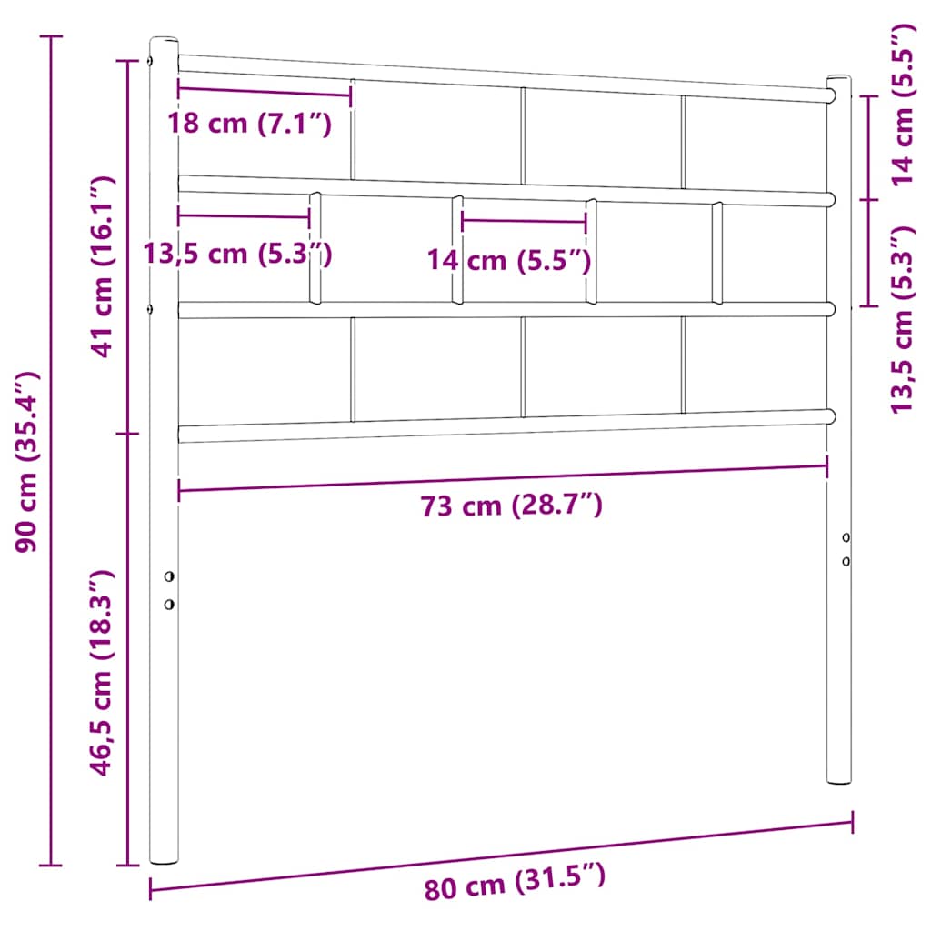 Metalno zamjensko uzglavlje bijelo 75 cm