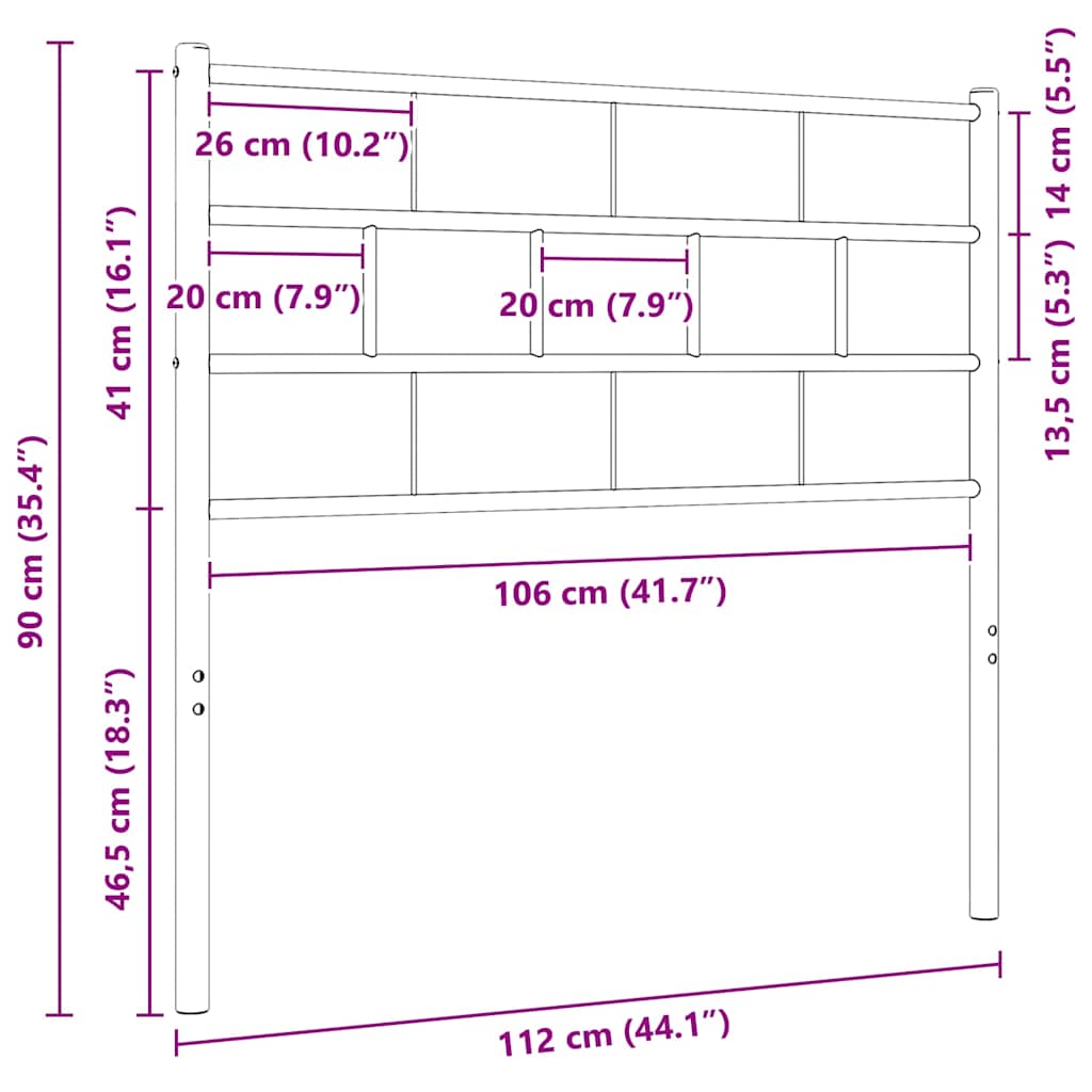 Metalno zamjensko uzglavlje bijelo 107 cm