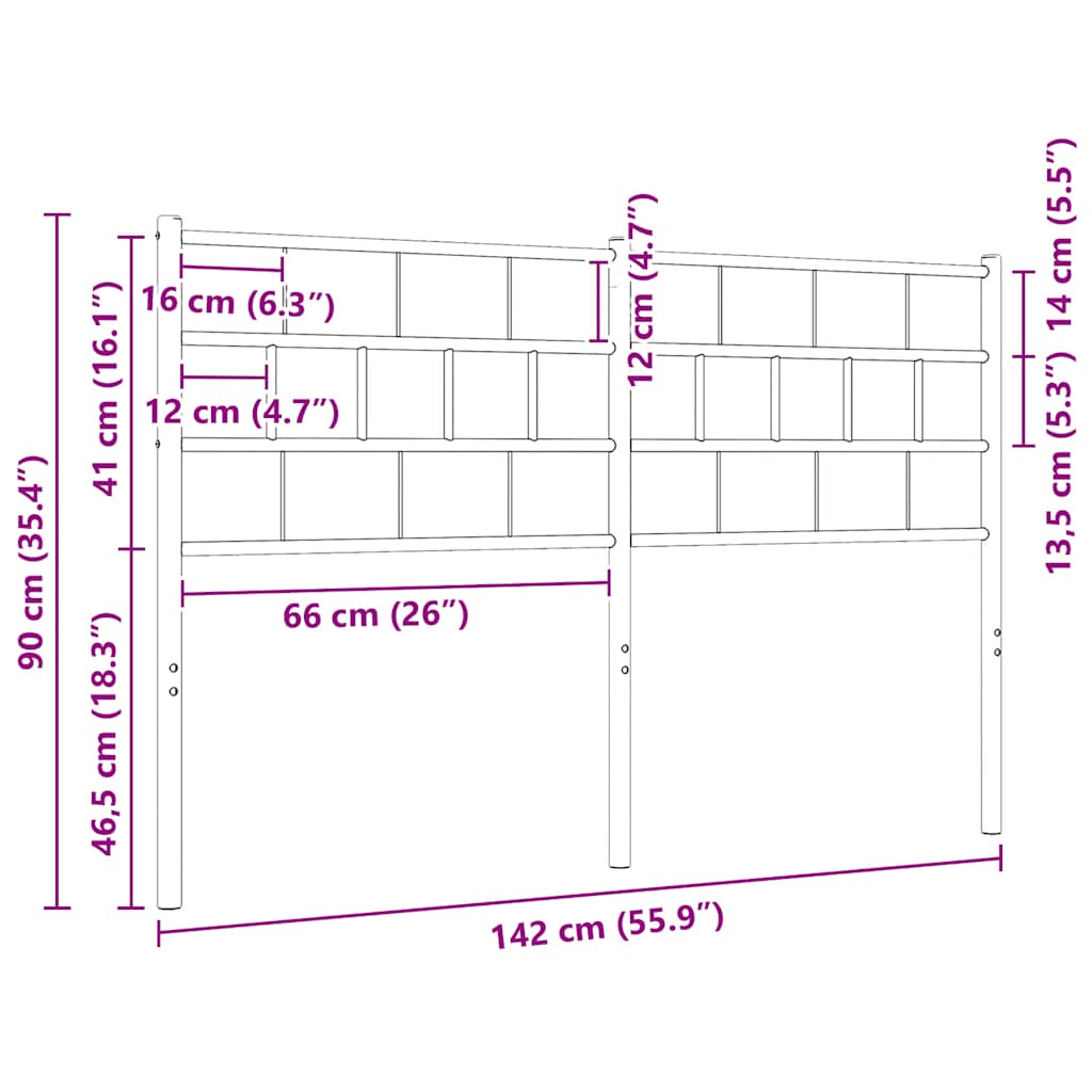 Metalno zamjensko uzglavlje bijelo 135 cm