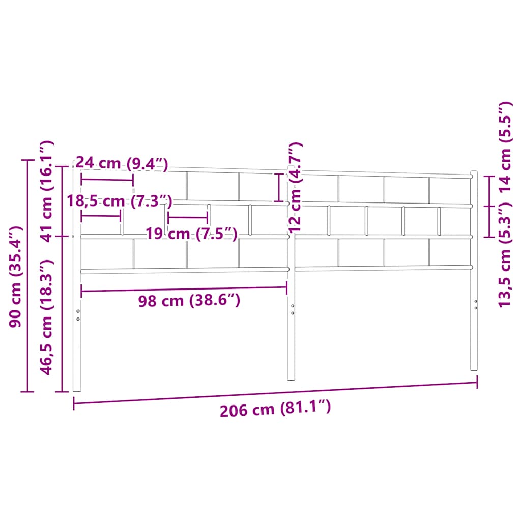 Metalno zamjensko uzglavlje bijelo 200 cm