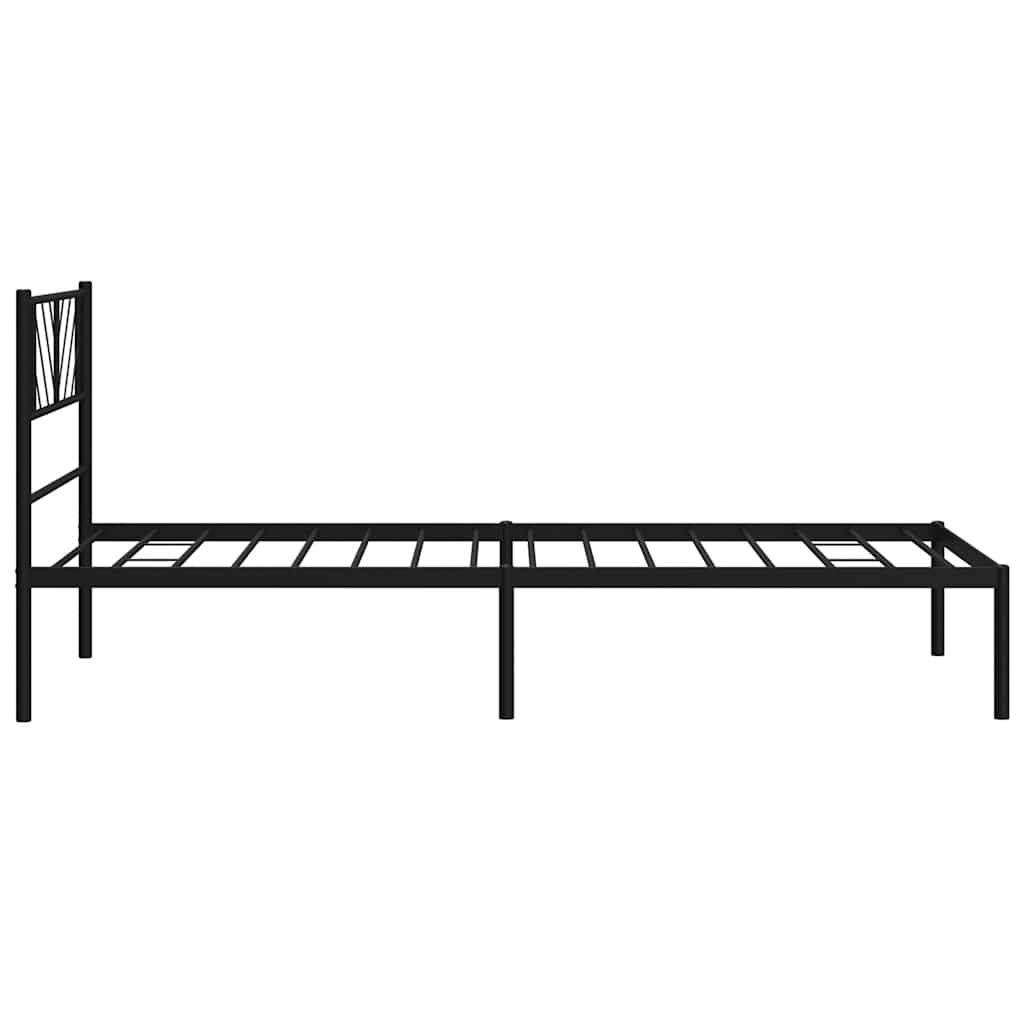 Metalni okvir za krevet s uzglavljem crni 100x190 cm