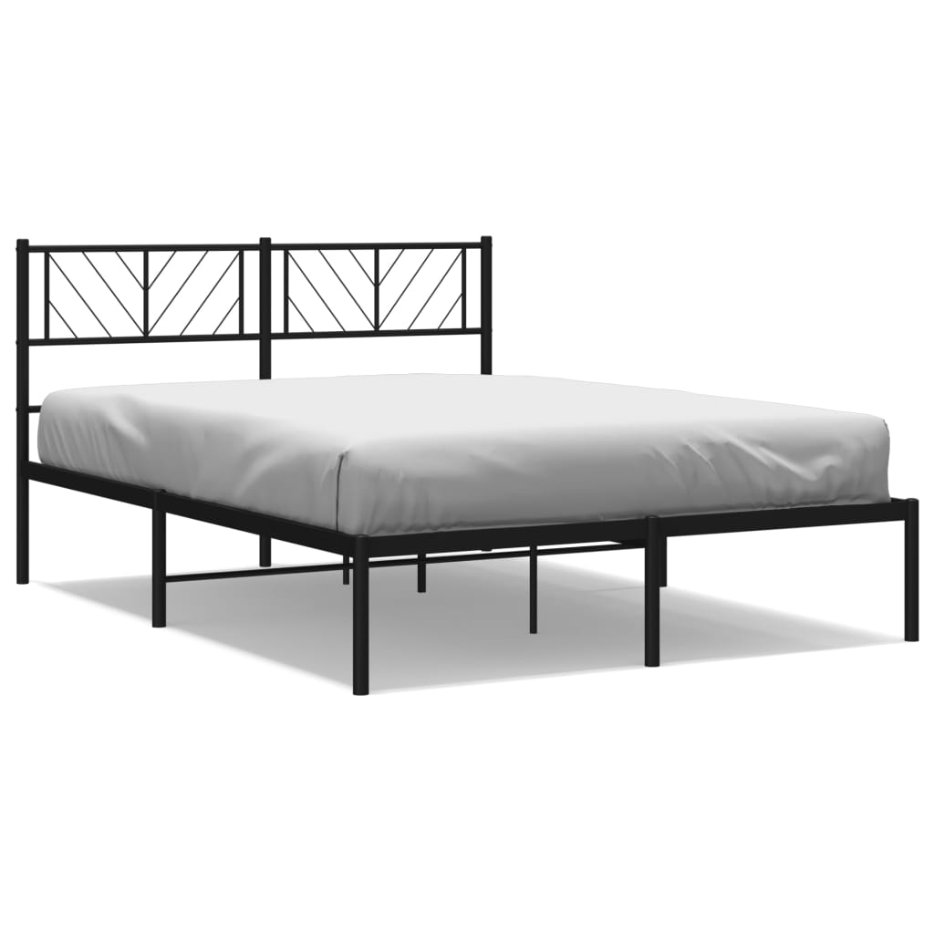 Metalni okvir za krevet s uzglavljem crni 120x190 cm