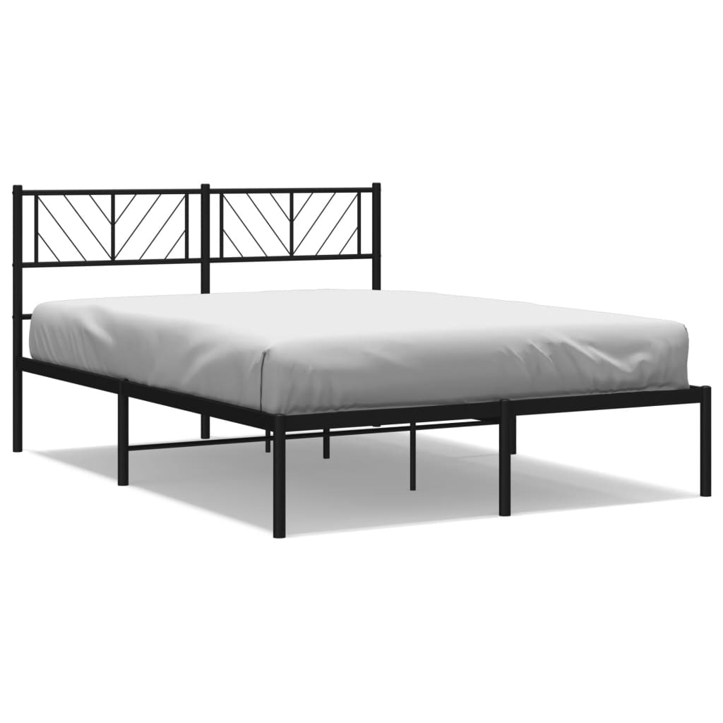 Metalni okvir za krevet s uzglavljem crni 140x190 cm