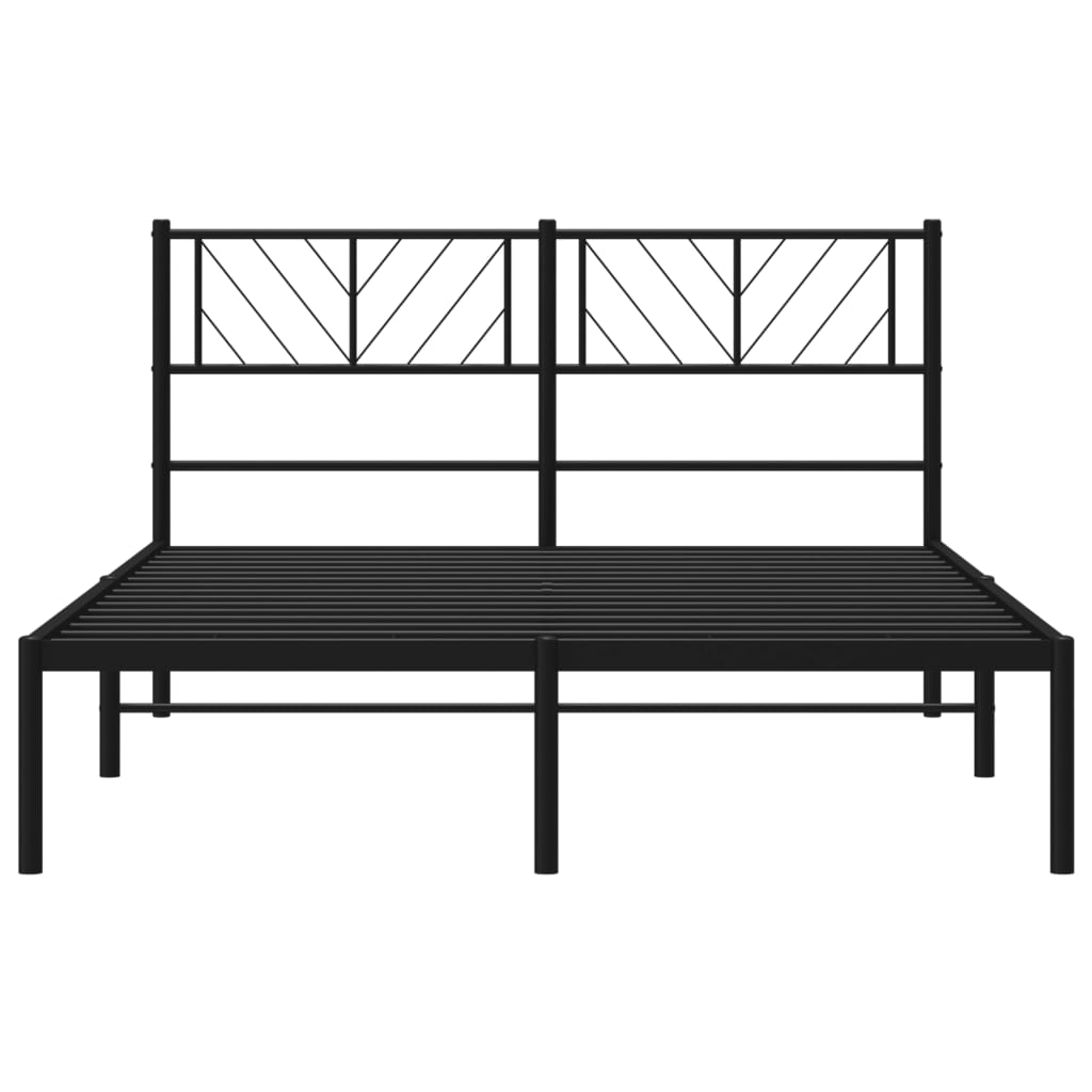 Metalni okvir za krevet s uzglavljem crni 140x190 cm