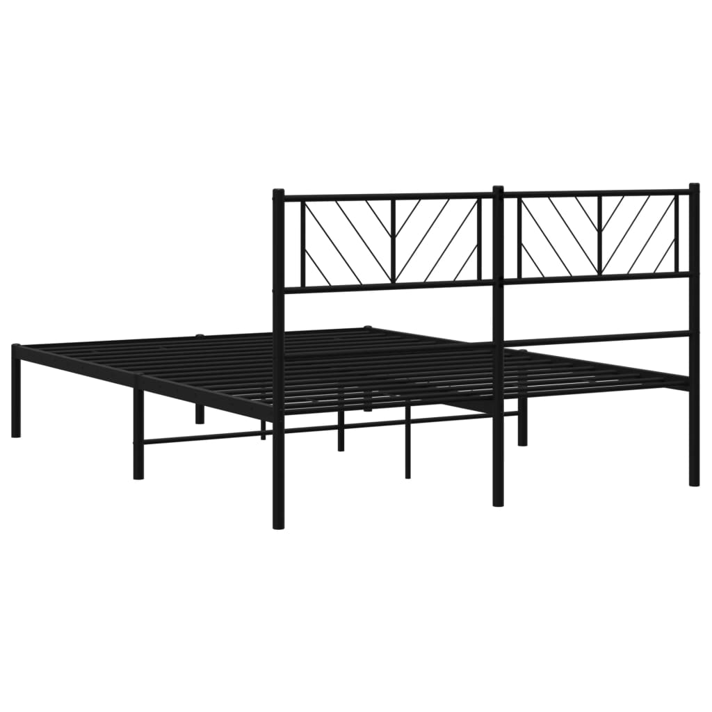 Metalni okvir za krevet s uzglavljem crni 140x190 cm