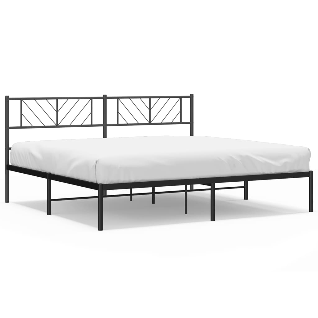 Metalni okvir za krevet s uzglavljem crni 180x200 cm