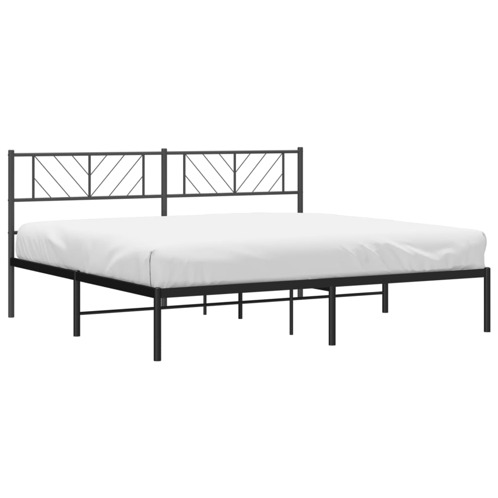 Metalni okvir za krevet s uzglavljem crni 180x200 cm