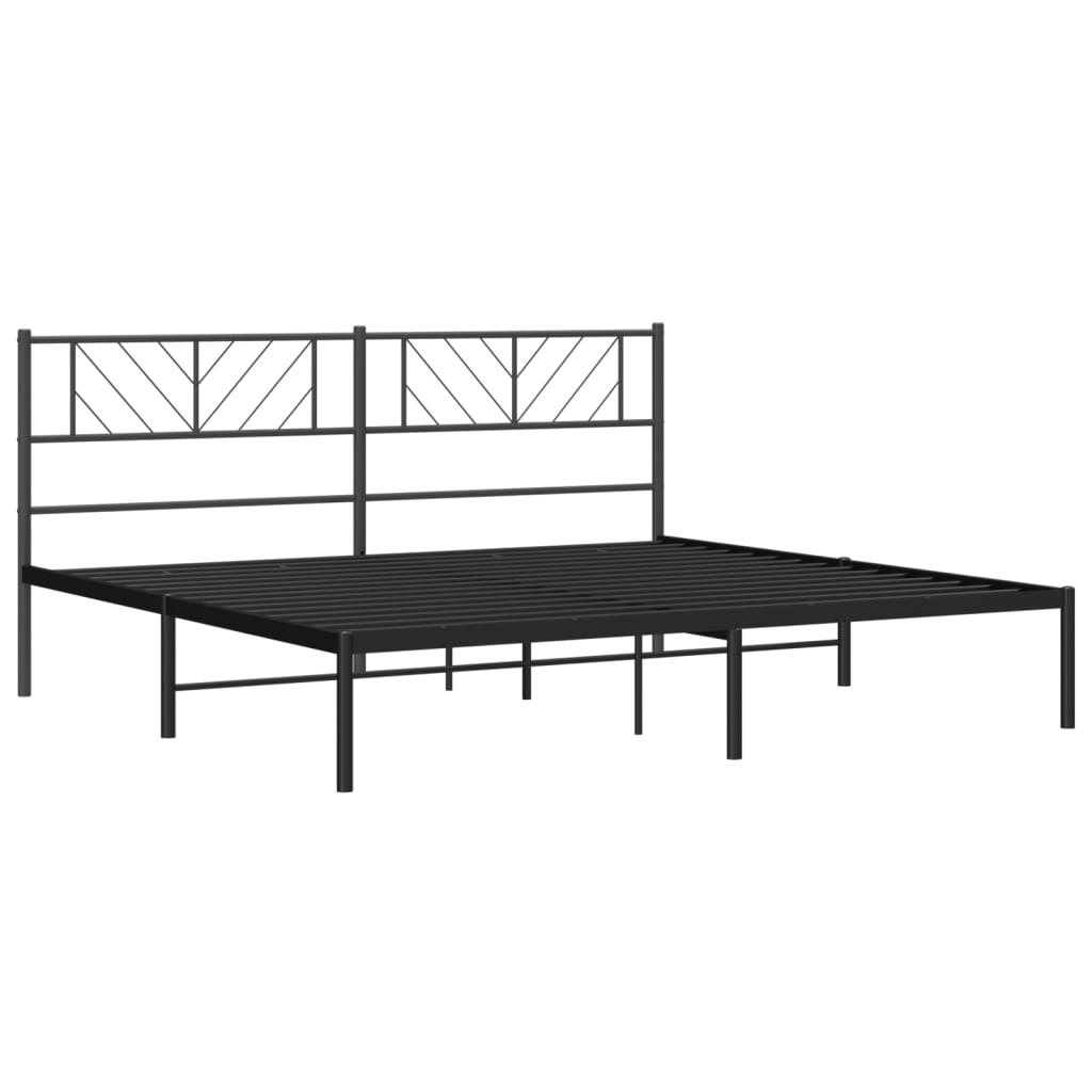 Metalni okvir za krevet s uzglavljem crni 180x200 cm