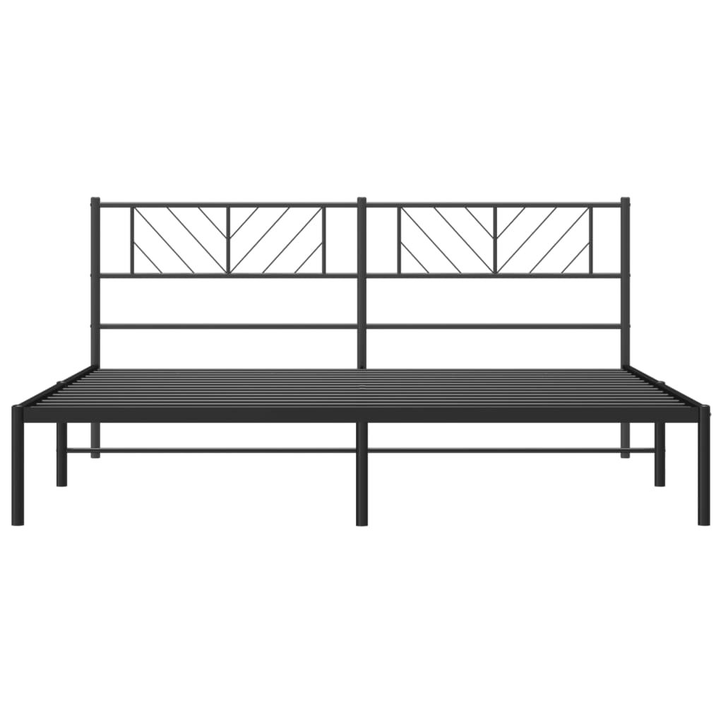 Metalni okvir za krevet s uzglavljem crni 180x200 cm