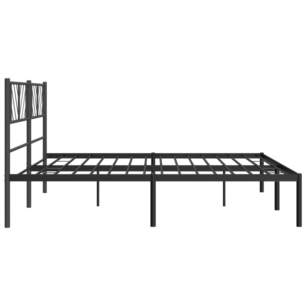 Metalni okvir za krevet s uzglavljem crni 180x200 cm