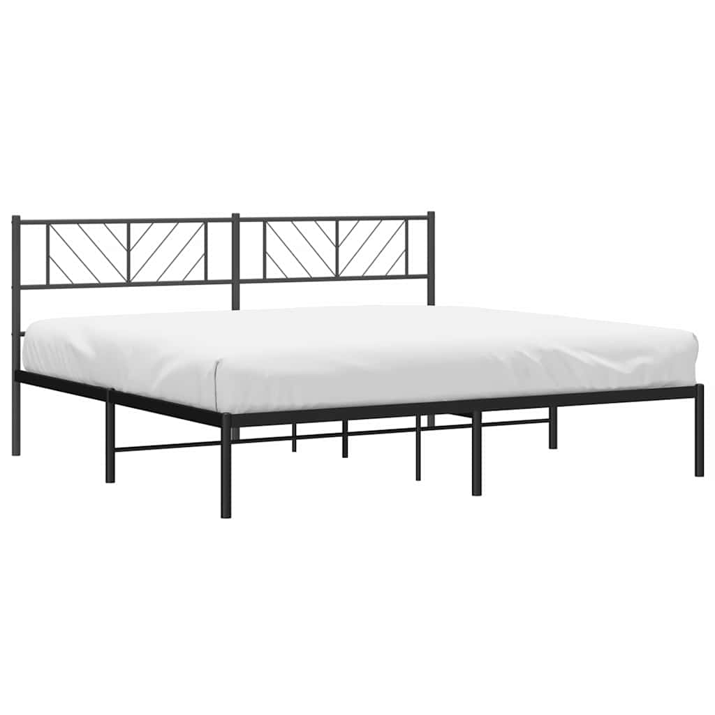 Metalni okvir za krevet s uzglavljem crni 183x213 cm