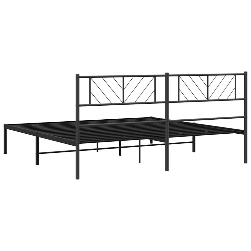 Metalni okvir za krevet s uzglavljem crni 183x213 cm