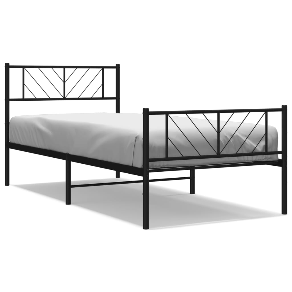 Metalni okvir kreveta uzglavlje i podnožje crni 80x200 cm