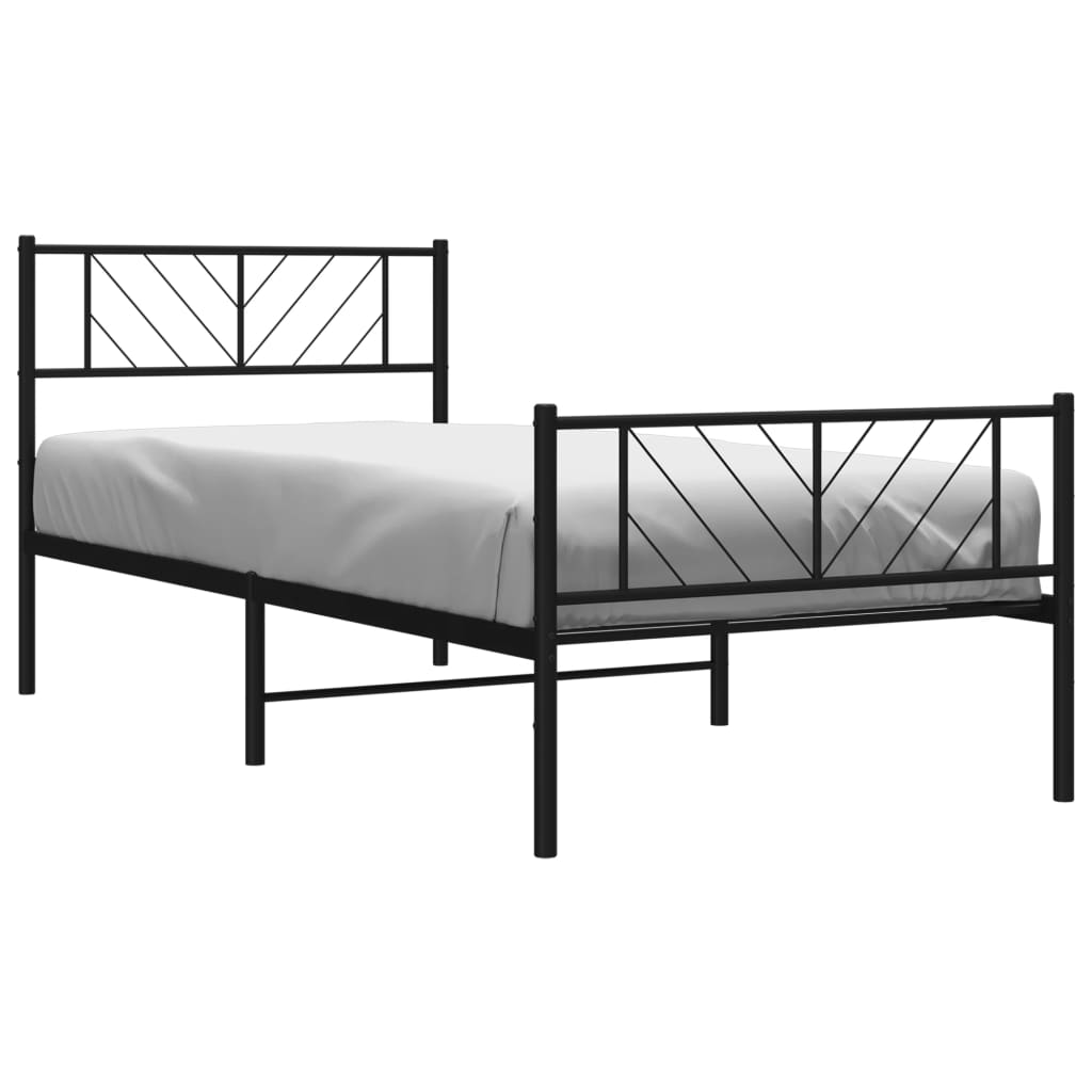 Metalni okvir kreveta uzglavlje i podnožje crni 80x200 cm