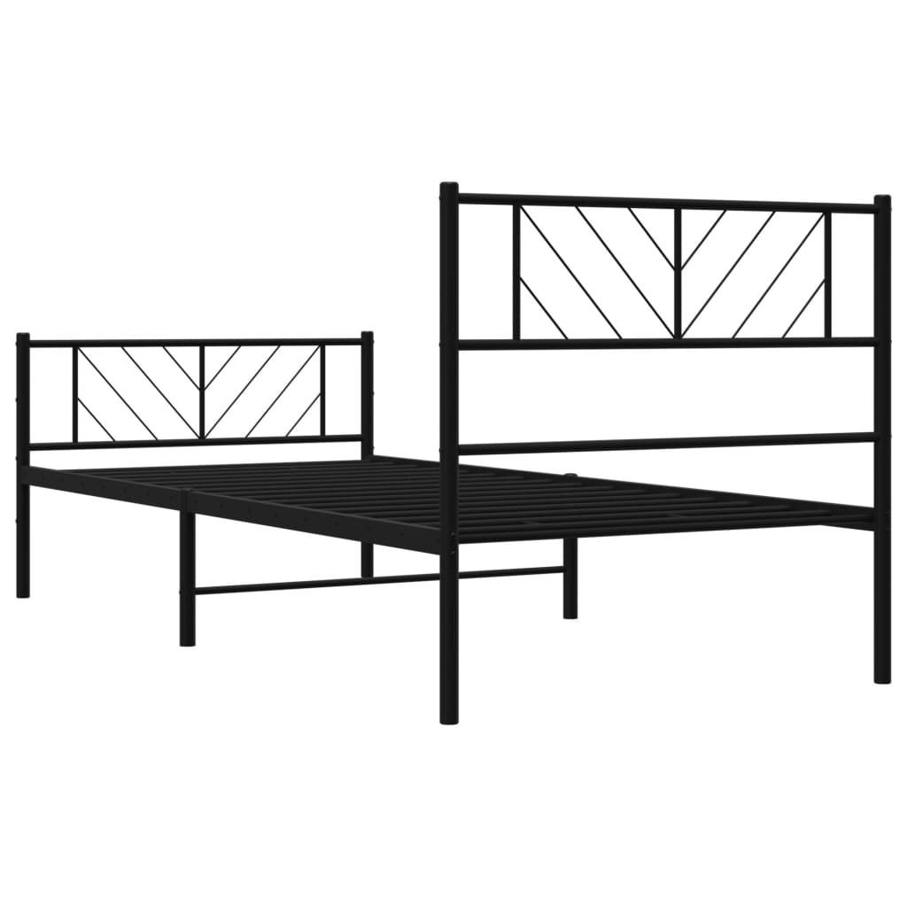 Metalni okvir kreveta uzglavlje i podnožje crni 80x200 cm