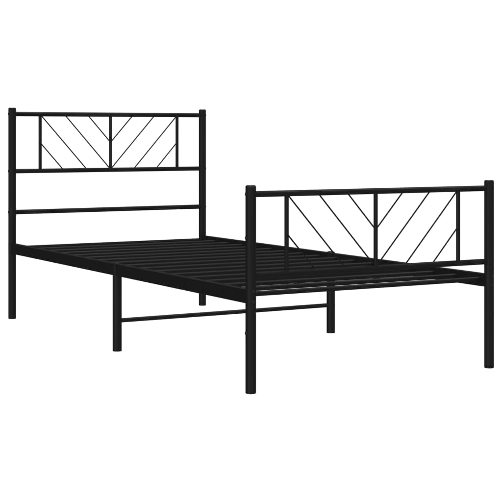 Metalni okvir kreveta uzglavlje i podnožje crni 107x203 cm