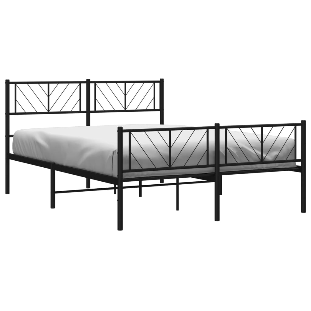 Metalni okvir kreveta uzglavlje i podnožje crni 140x190 cm