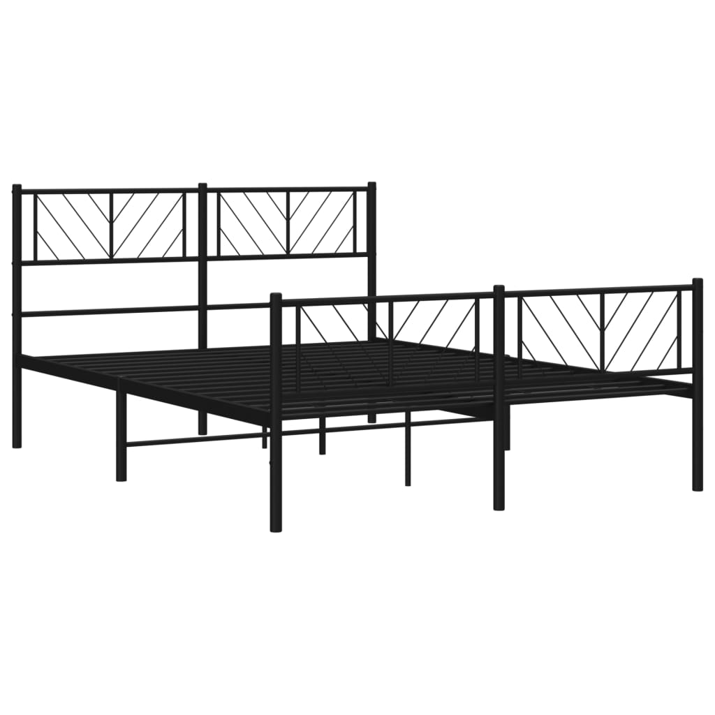 Metalni okvir kreveta uzglavlje i podnožje crni 140x190 cm