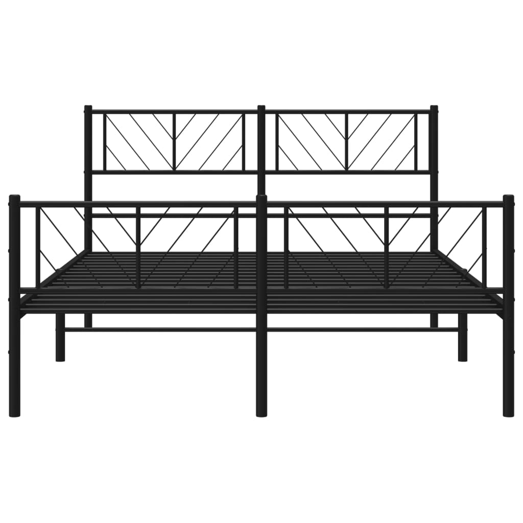 Metalni okvir kreveta uzglavlje i podnožje crni 140x190 cm
