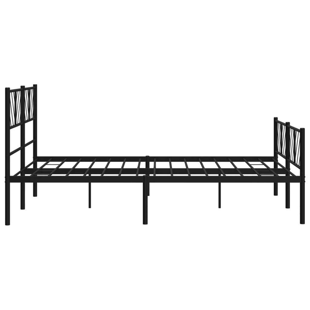 Metalni okvir kreveta uzglavlje i podnožje crni 140x190 cm